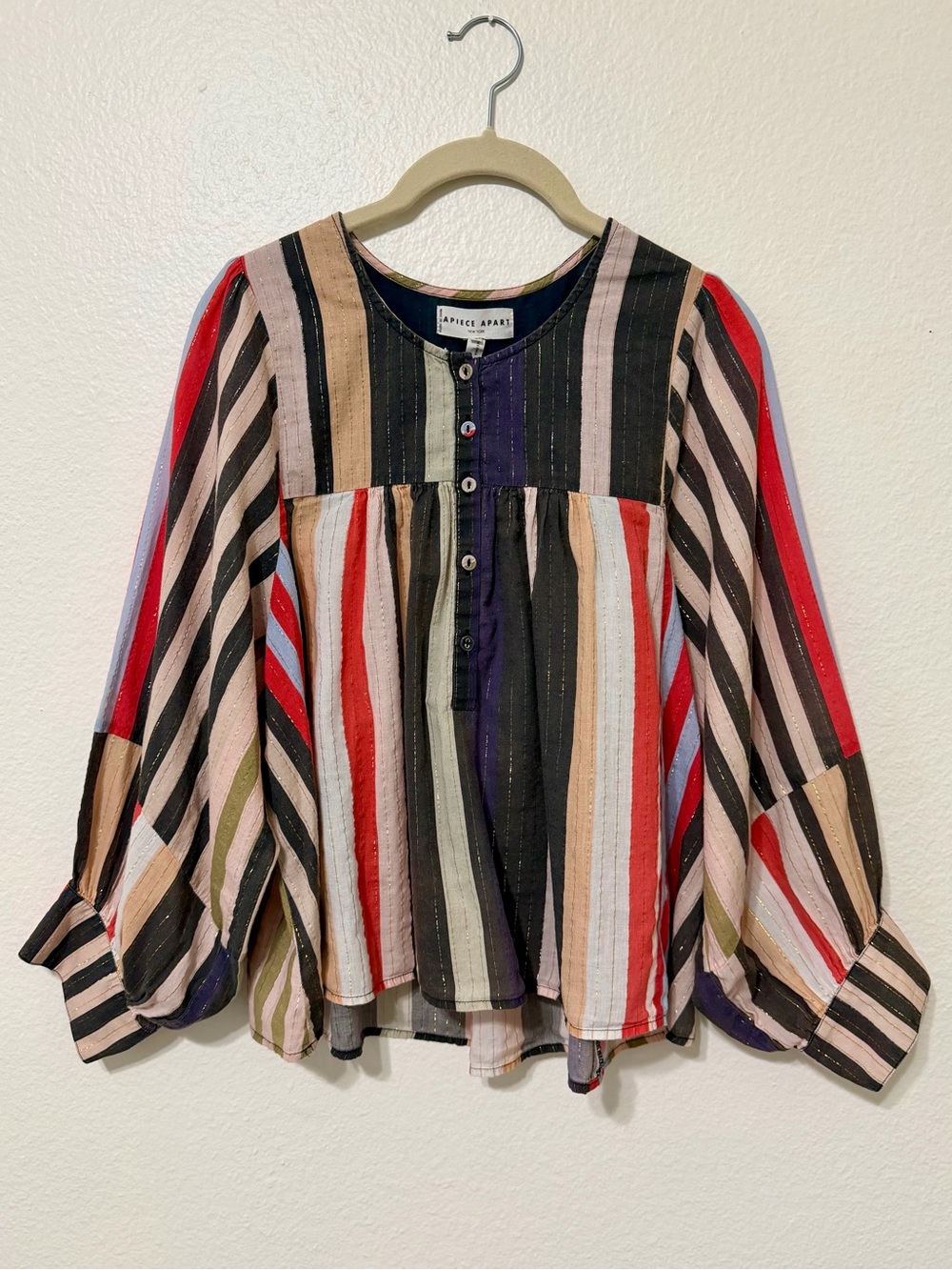 Apiece Apart Blouse Top Women’s 4 Multi-color Peasant Balloons Sleeve Boho